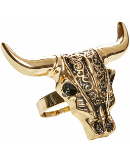  Cowboy Stierkopf-Ring Accessoire für Erwachsene Western goldfarben, fig. 1 