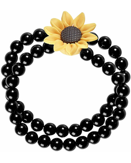  Bracelet perles tournesol hippie noir adulte, fig. 1 