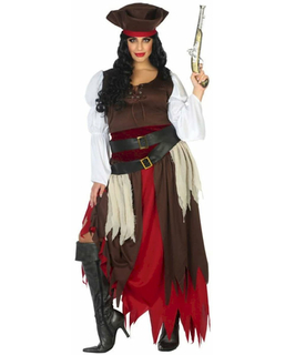  Piraten-Damenkostüm Seeräuberin Fasching braun-rot-schwarz, fig. 1 