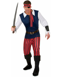  Piratenkostüm für Herren in rot-schwarz gestreift, fig. 1 