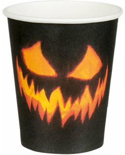  Kürbis-Pappbecher Halloween-Tischdekoration 10 Stück schwarz-orange 210ml, fig. 1 