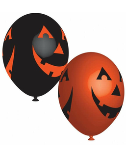  Kürbis Halloween-Ballons Raumdekoration 6-teilig orange-schwarz 27cm, fig. 1 