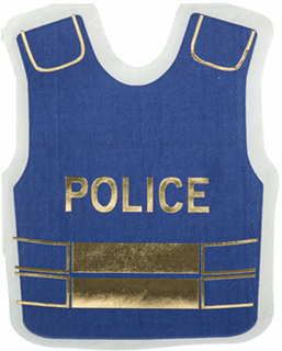  16 Polizei-Papierservietten in Marineblau und Gold, 32 x 26 cm, fig. 1 