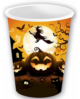  Kürbis-Becher-Set für Halloween Tischzubehör 6 Stück orange-schwarz 240 ml, fig. 1 