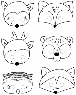  6 Maschere da colorare della foresta per bambini, fig. 1 