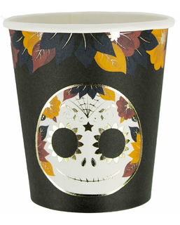  Trinkbecher Tag der Toten Halloween-Tischzubehör 8 Stück schwarz-bunt 200 ml, fig. 1 