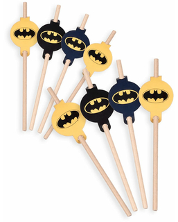  8 Batman-Medaillonstrohhalme aus Pappe, 20 cm, fig. 1 