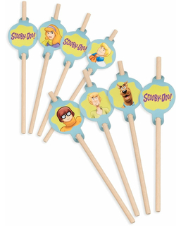  8 Scooby-Doo Medaillon-Strohhalme aus Pappe, 20 cm, fig. 1 