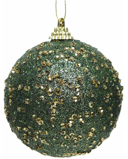  Weihnachtskugel grün mit Goldglitter 8 cm, fig. 1 