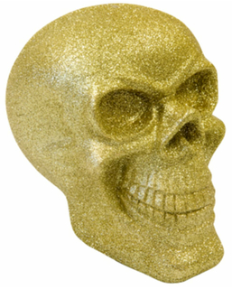  Schädel Totenkopf Harz glitzer-gold 13 cm, fig. 1 