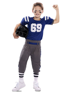  Costume da giocatore di football blu e grigio per bambino, fig. 1 