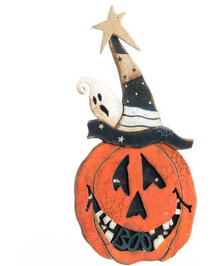  Décoration d'Halloween DKD Home Decor Bois Citrouille (18 x 33 cm), fig. 1 