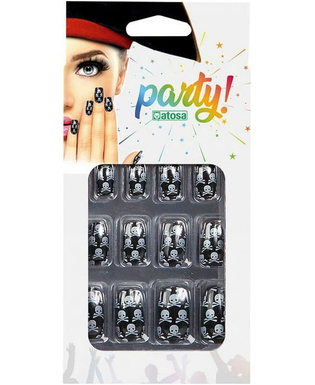  Faux ongles Blanc/Noir Pirate Crâne 12 Pièces, fig. 1 