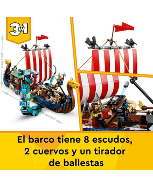  Playset Lego 31132 Creator 3-in-1 Viking Ship and Midgard Serpent (1192 Stücke), fig. 6 