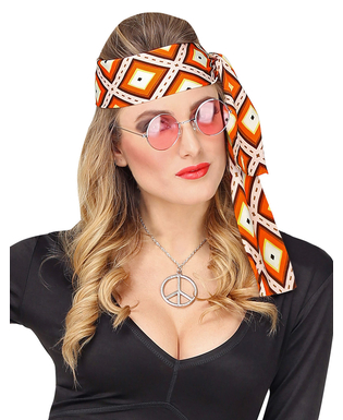  70er-Jahre-Kopfband für Damen Kostüm-Accessoire orange-weiss, fig. 1 