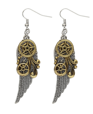  Boucles d'oreilles rouages et plumes adulte Steampunk, fig. 1 