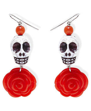  Boucles d'oreilles squelette rose rouge adulte, fig. 1 