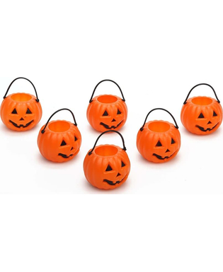  6 Mini seaux citrouilles d'Halloween 6,5 x 5 cm, fig. 1 