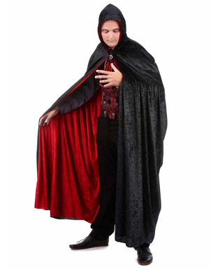  Cape vampire velours rouge et noire réversible luxe adulte, fig. 1 