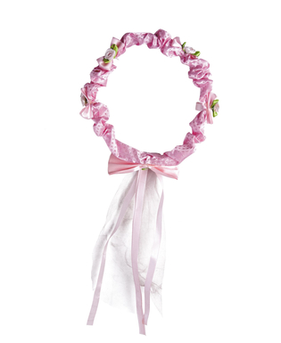  Couronne fleurs roses avec ruban fille, fig. 1 