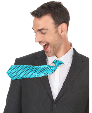  Cravate turquoise avec sequins adulte, fig. 1 