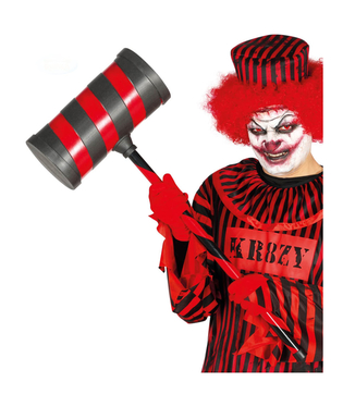  Killerclown-Hammer Kostümzubehör rot-schwarz 79 cm, fig. 1 