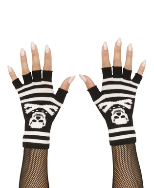  Fingerlose Totenkopf-Handschuhe für Erwachsene, fig. 1 