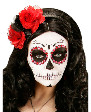  Serre-tête fleurs rouges et noires femme Dia de los muertos, fig. 1 