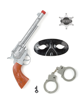  Cowboy Set Spielzeug für Fasching braun-silber-schwarz, fig. 1 