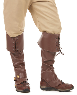  Sur-bottes marron simili cuir lacets et lanière cloutée adulte, fig. 1 