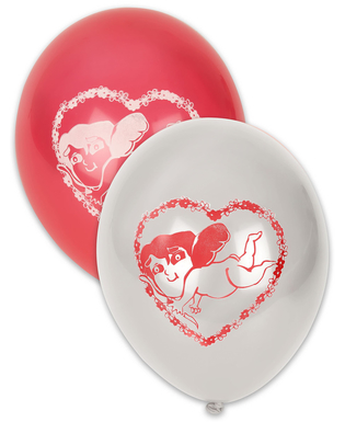  10 Ballons Saint Valentin blancs et rouges 30 cm, fig. 1 