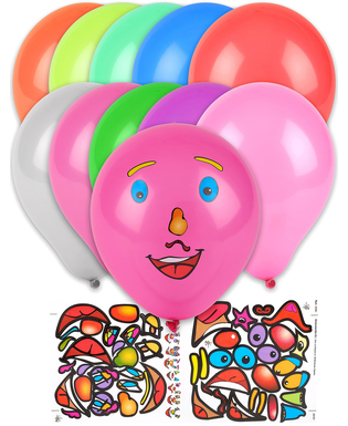  10 Ballons stickers visage multicolores 30 cm, fig. 1 