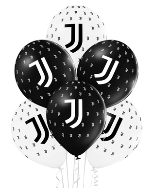  12 Ballons en latex Juventus™ noirs et blancs 30 cm, fig. 1 