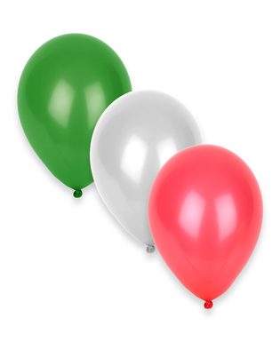  Zwölf Luftballons in weiß grün und rot, fig. 1 