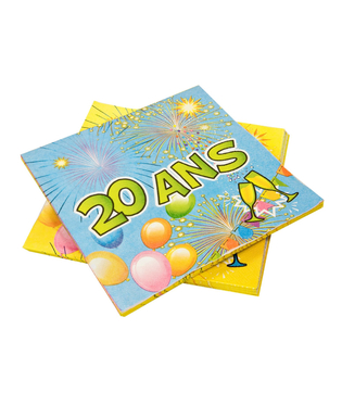  20 Serviettes en papier 20 ans Anniversaire Fiesta 33 cm, fig. 1 