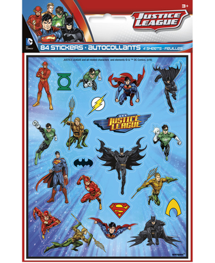  4 Feuilles de stickers Justice League ™, fig. 1 