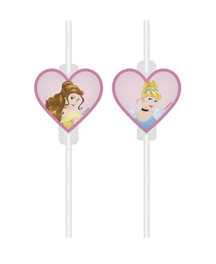  4 Pailles médaillon en carton Princesses Disney™ cœurs, fig. 1 