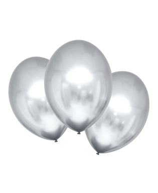  6 Ballons en latex argentés satinés 28 cm, fig. 1 