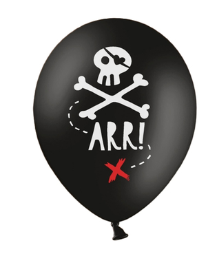  6 Ballons en latex fête de pirate noirs 30 cm, fig. 1 