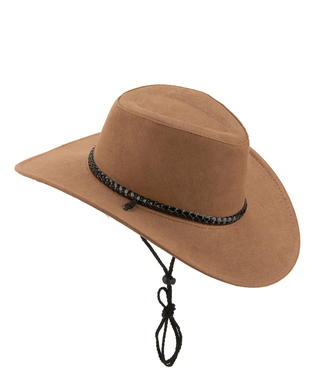  Chapeau cowboy luxe marron en suede adulte, fig. 1 