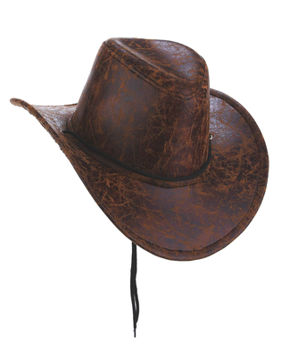  Chapeau de cowboy marron imitation cuir adulte, fig. 1 