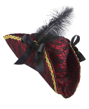  Chapeau de pirate rouge avec plume adulte, fig. 1 