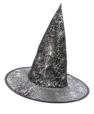  Chapeau de sorcière noir avec toile d'araignée blanche adulte, fig. 1 