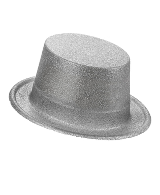  Chapeau haut de forme plastique pailleté argent adulte, fig. 1 