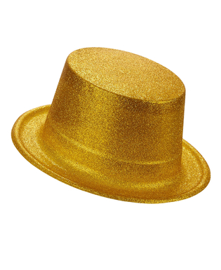  Chapeau haut de forme plastique pailleté or adulte, fig. 1 