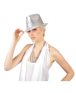  Chapeau borsalino à sequins argent adulte, fig. 1 