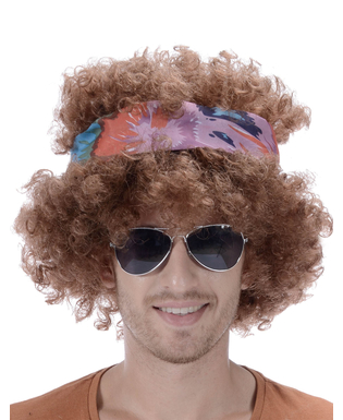  Afro Perücke Hippie für Erwachsene braun, fig. 1 