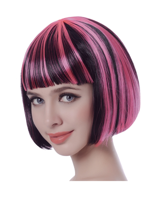  Kurze Bob-Perücke Rosa und Schwarz für Damen, fig. 1 