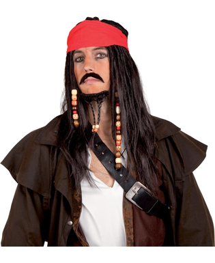  Perruque pirate avec bandana rouge homme, fig. 1 