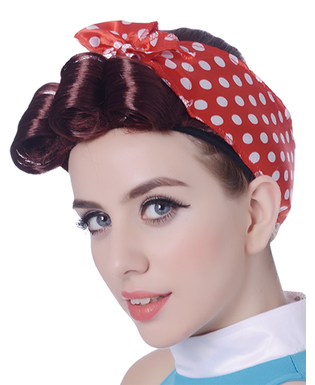  Perruque rétro chatain avec foulard femme, fig. 1 